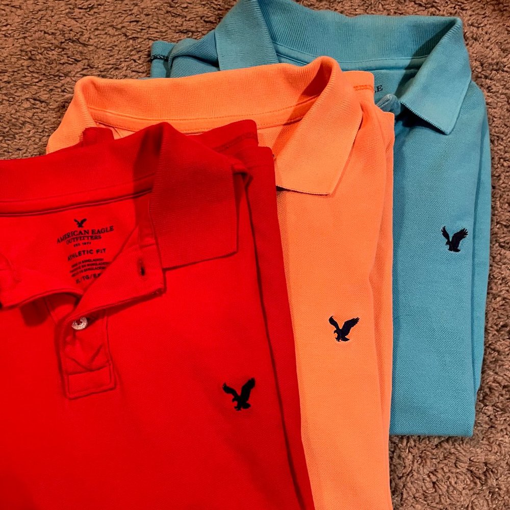 Orange American Eagle Short Sleeve Polo